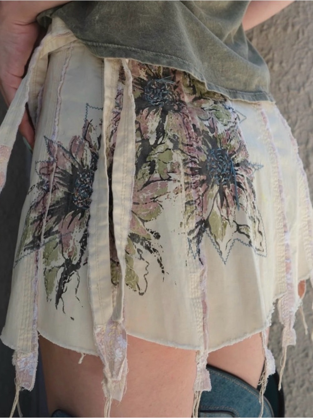 Sweet by Miss Me Cream Fringe Mini Skirt - Picture 7 of 7